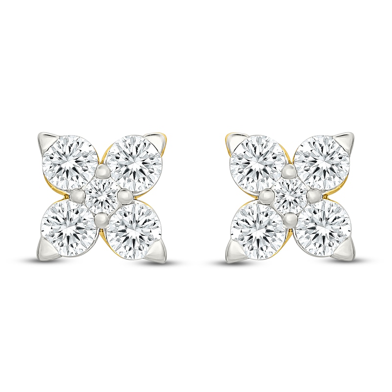 Main Image 3 of Jared Signature Lab-Grown Diamond Flower Stud Earrings 1 ct tw 14K Yellow Gold