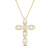Thumbnail Image 1 of Jared Signature Bezel Collection Pear-Shaped & Round-Cut Lab-Grown Diamond Cross Necklace 1/2 ct tw 14K Yellow Gold 18"