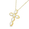 Thumbnail Image 2 of Jared Signature Bezel Collection Pear-Shaped & Round-Cut Lab-Grown Diamond Cross Necklace 1/2 ct tw 14K Yellow Gold 18"