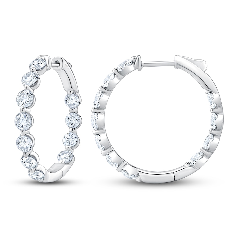 Main Image 3 of Jared Signature Lab-Grown Diamond Inside-Out Hoop Earrings 3 ct tw 14K White Gold