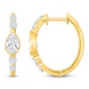 Thumbnail Image 1 of Jared Signature Bezel Collection Pear-Shaped & Round-Cut Lab-Grown Diamond Hoop Earrings 1 ct tw 14K Yellow Gold
