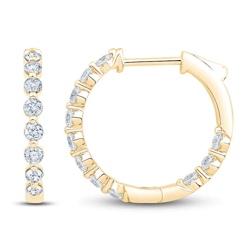 Main Image 1 of Jared Signature Lab-Grown Diamond Inside-Out Hoop Earrings 1 ct tw 14K Yellow Gold