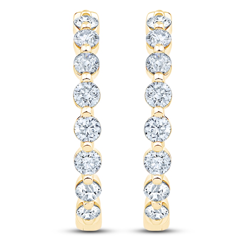 Main Image 2 of Jared Signature Lab-Grown Diamond Inside-Out Hoop Earrings 1 ct tw 14K Yellow Gold