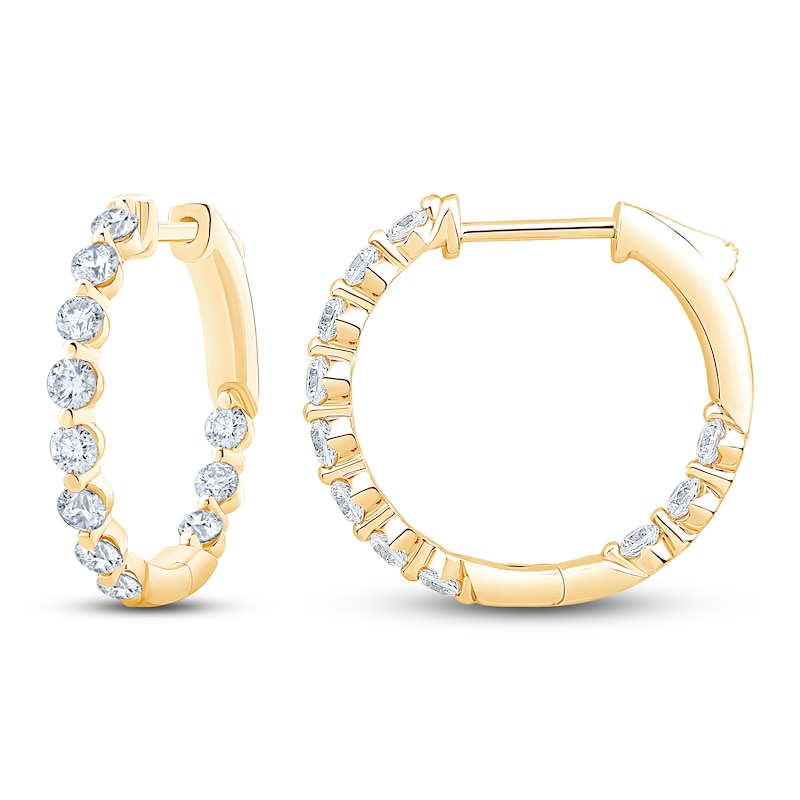 Main Image 3 of Jared Signature Lab-Grown Diamond Inside-Out Hoop Earrings 1 ct tw 14K Yellow Gold