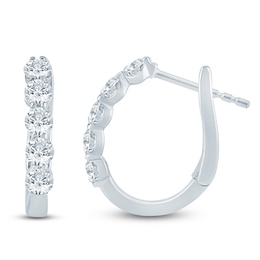 Lab-Grown&nbsp;Diamond Five-Stone U-Hoop Earrings 1 ct tw 14K White Gold