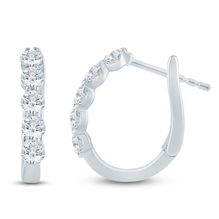 Jared Signature Lab-Grown&nbsp;Diamond Five-Stone U-Hoop Earrings 1 ct tw 14K White Gold