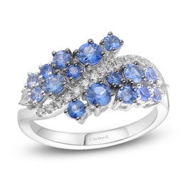 Le Vian Denim Ombré & White Natural Sapphire Bypass-Look Ring 1/8 ct tw Diamonds 14K Vanilla Gold