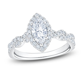 Chosen Certified Marquise-Cut Diamond Halo Engagement Ring 1-1/6 ct tw 14K White Gold