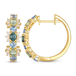 Le Vian Oval & Round-Cut Natural Montana Sapphire Ombré Hoop Earrings 3/8 ct tw Diamonds 14K Honey Gold
