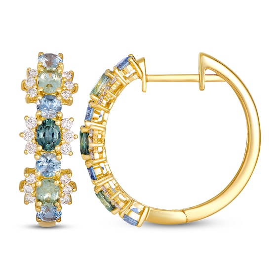 Le Vian Montana Sapphire Ombré Oval & Round-Cut Hoop Earrings 3/8 ct tw Diamonds 14K Honey Gold