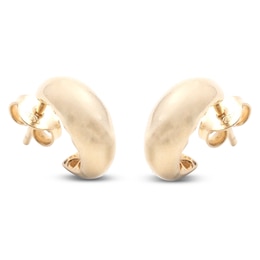 Italia D'Oro Puffy J-Hoop Earrings 10K Yellow Gold
