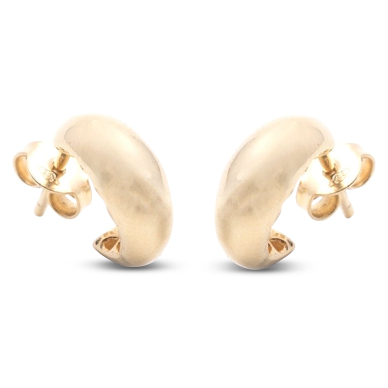 Main Image 1 of Italia D'Oro Puffy J-Hoop Earrings 10K Yellow Gold