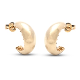 Italia D'Oro Puffy J-Hoop Earrings 10K Yellow Gold