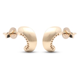 Italia D'Oro Puffy J-Hoop Earrings 10K Yellow Gold