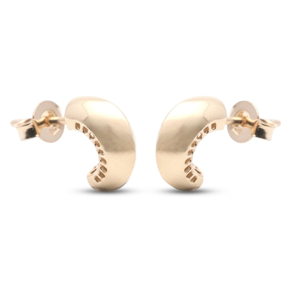 Italia D'Oro Puffy J-Hoop Earrings 10K Yellow Gold