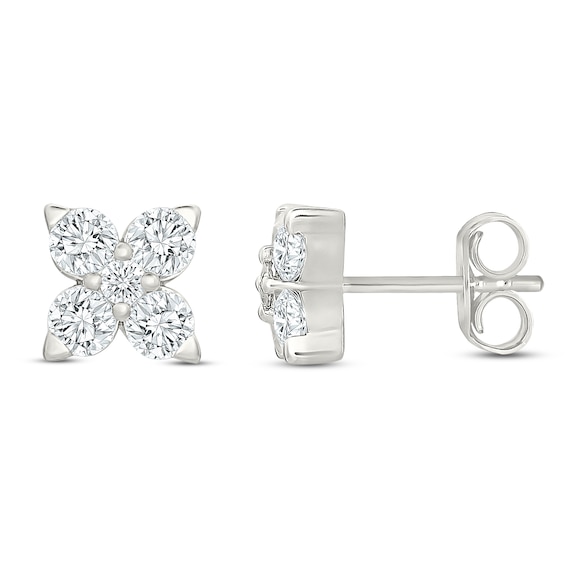 Jared Signature Lab-Grown Diamond Flower Stud Earrings 1 ct tw Sterling Silver