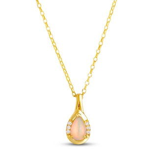 Le Vian Pear-Shaped Natural Opal & Diamond Accent Necklace 14K Honey Gold 19"