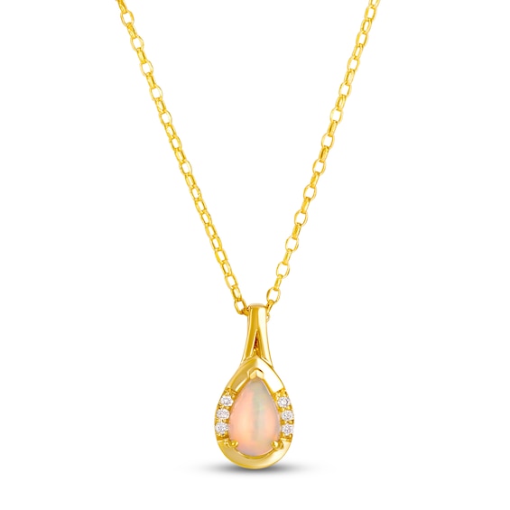 Le Vian Pear-Shaped Natural Opal & Diamond Accent Necklace 14K Honey Gold 19"