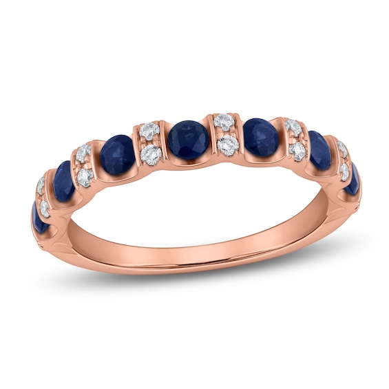 Vera Wang VOW Natural Blue Sapphire & Certified Diamond Wedding Band 1/6 ct tw 14K Rose Gold
