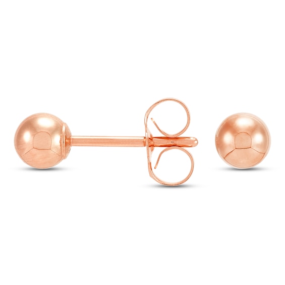 4mm Ball Stud Earrings Hollow 14K Rose Gold