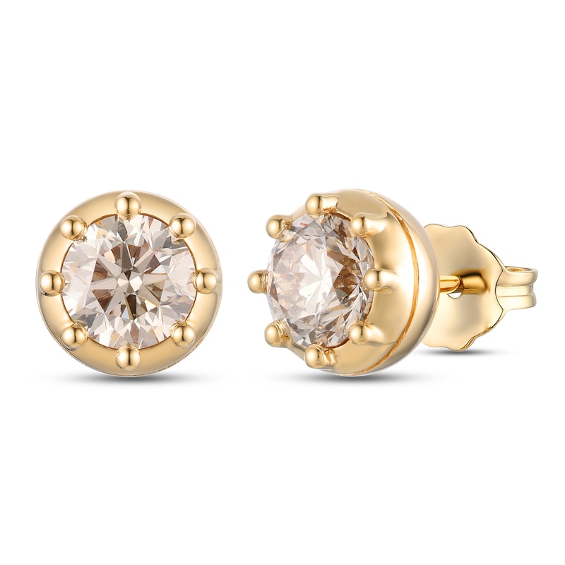 Main Image 1 of Le Vian Georgian Collection Diamond Solitaire Stud Earrings 1-3/8 ct tw 14K Honey Gold