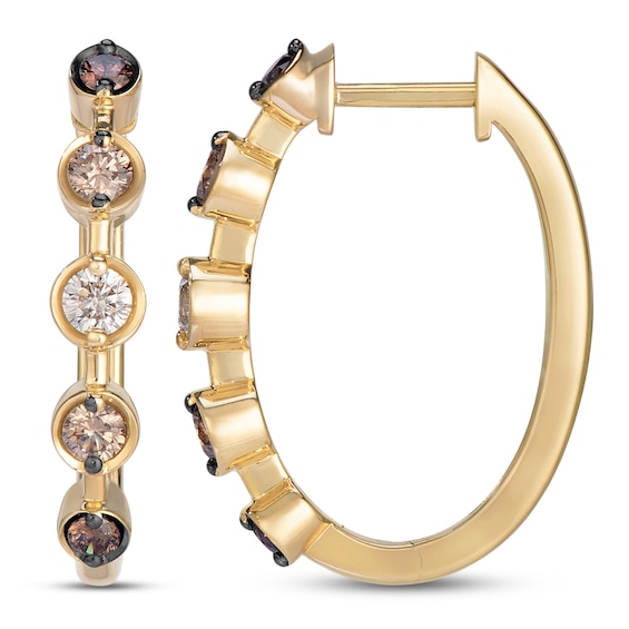Le Vian Georgian Collection Diamond Station Hoop Earrings 3/4 ct tw 14K Honey Gold