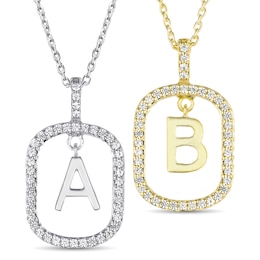 Lab-Created White Sapphires Initial Necklace