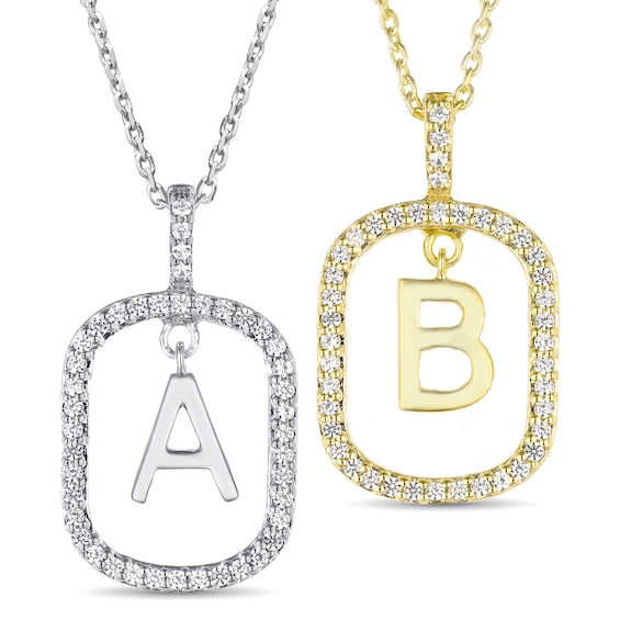 Lab-Created White Sapphires Initial Necklace