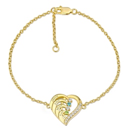 Color Stone Family Heart Bracelet