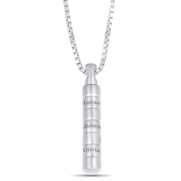 Men's Sterling Silver Carved Cylinder Necklace