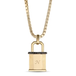 Men's Black Spinel Lock Necklace