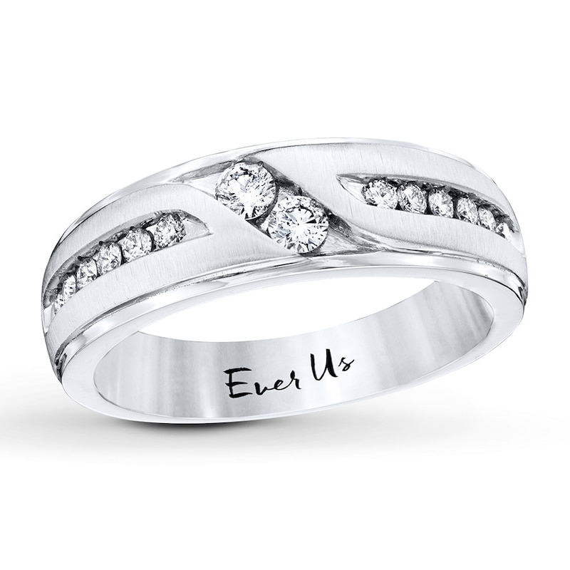 Ever Us Men's Two-Stone Ring 1/2 ct tw Diamonds 14K White Gold