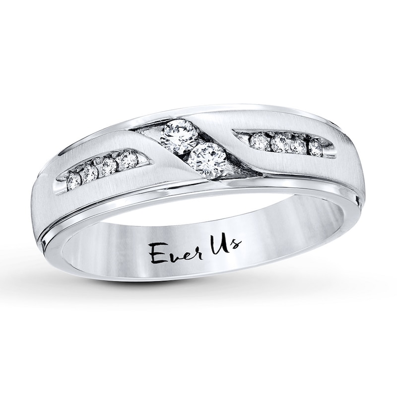 Ever Us Men's Two-Stone Ring 1/4 ct tw Diamonds 14K White Gold