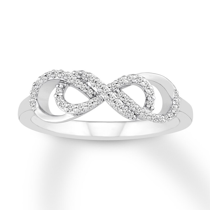 Main Image 1 of Diamond Infinity Swirl Ring 1/6 ct tw Round Sterling Silver