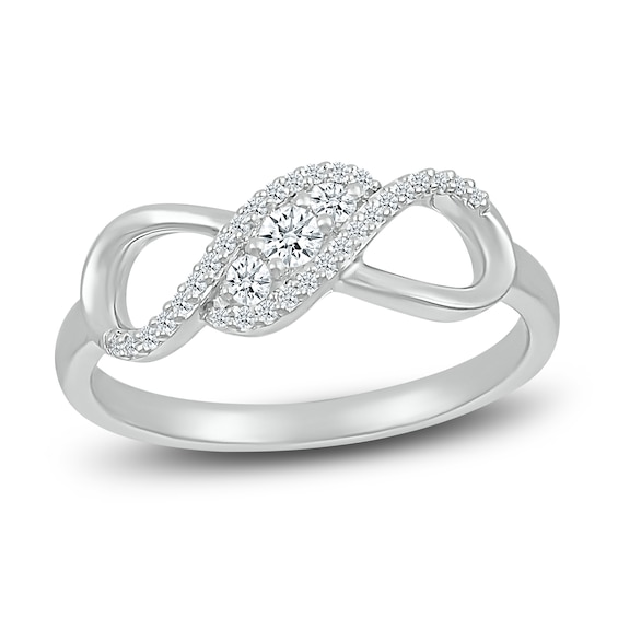 Diamond Infinity Swirl Ring 1/5 ct tw Round 10K White Gold | Jared