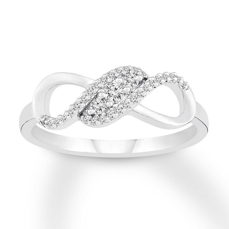 Main Image 1 of Diamond Infinity Swirl Ring 1/5 ct tw Round 10K White Gold