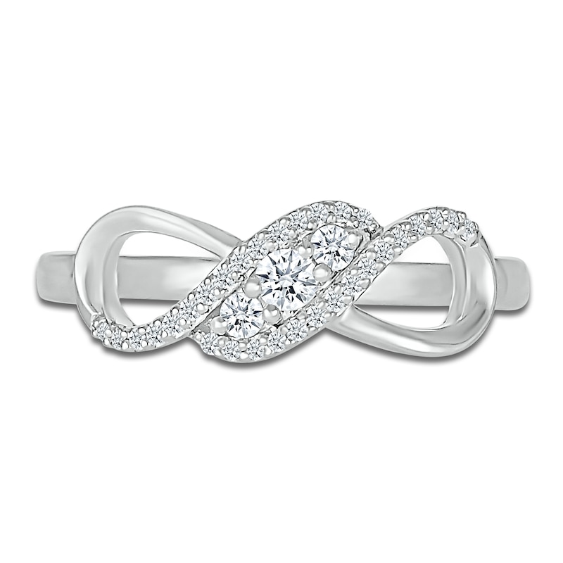 Main Image 2 of Diamond Infinity Swirl Ring 1/5 ct tw Round 10K White Gold