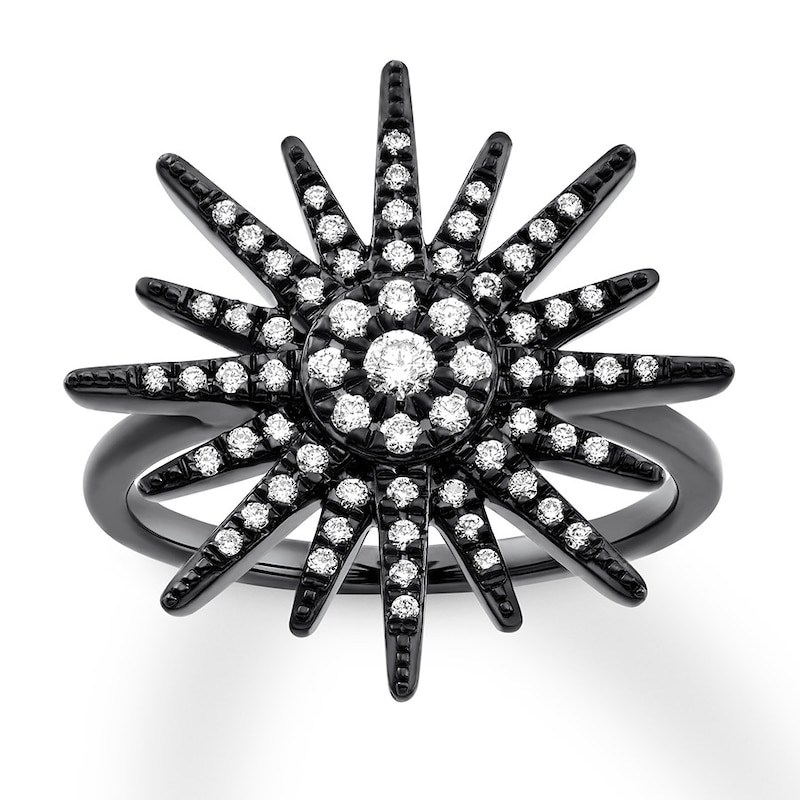 House of Virtruve Diamond Ring 1/3 ct tw Round Black Ruthenium-Plated Sterling Silver