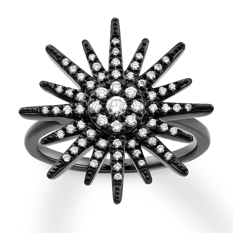 Main Image 1 of House of Virtruve Diamond Ring 1/3 ct tw Round Black Ruthenium-Plated Sterling Silver