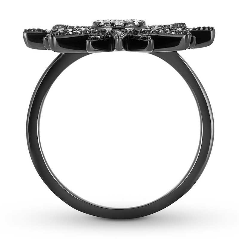 House of Virtruve Diamond Ring 1/3 ct tw Round Black Ruthenium-Plated Sterling Silver