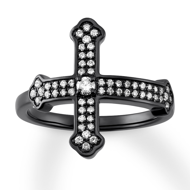 House of Virtruve Ring 1/3 carat tw Diamonds Black Ruthenium-Plated Sterling Silver