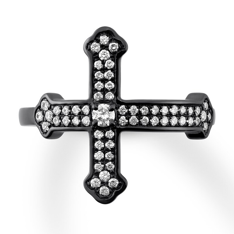 Main Image 4 of House of Virtruve Ring 1/3 carat tw Diamonds Black Ruthenium-Plated Sterling Silver