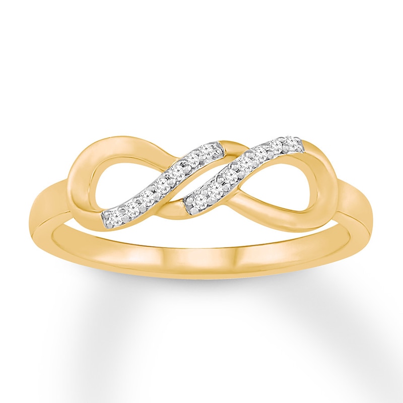 Main Image 1 of Diamond Infinity Ring 1/20 carat tw Round 10K Yellow Gold