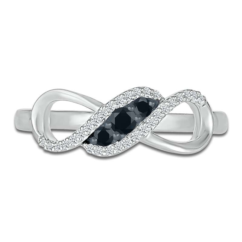 Main Image 2 of Black & White Diamond Infinity Ring 1/5 ct tw Sterling Silver