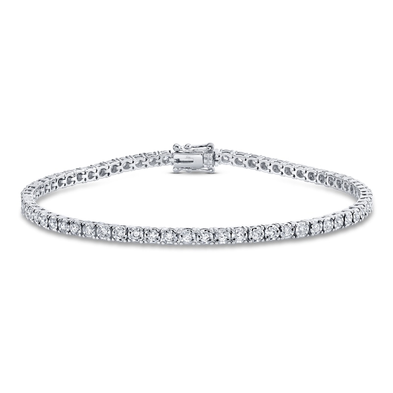 Shy Creation Diamond Tennis Bracelet 7/8 ct tw Round 14K White Gold 7" SC55002949