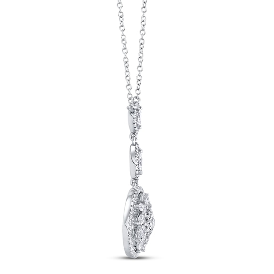 Shy Creation Diamond Necklace 7/8 ct tw Round/Marquise/Pear 14K White ...