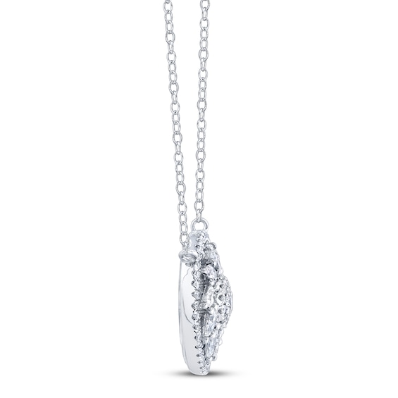 Shy Creation Diamond Necklace 5/8 ct tw Round/Pear 14K White Gold ...
