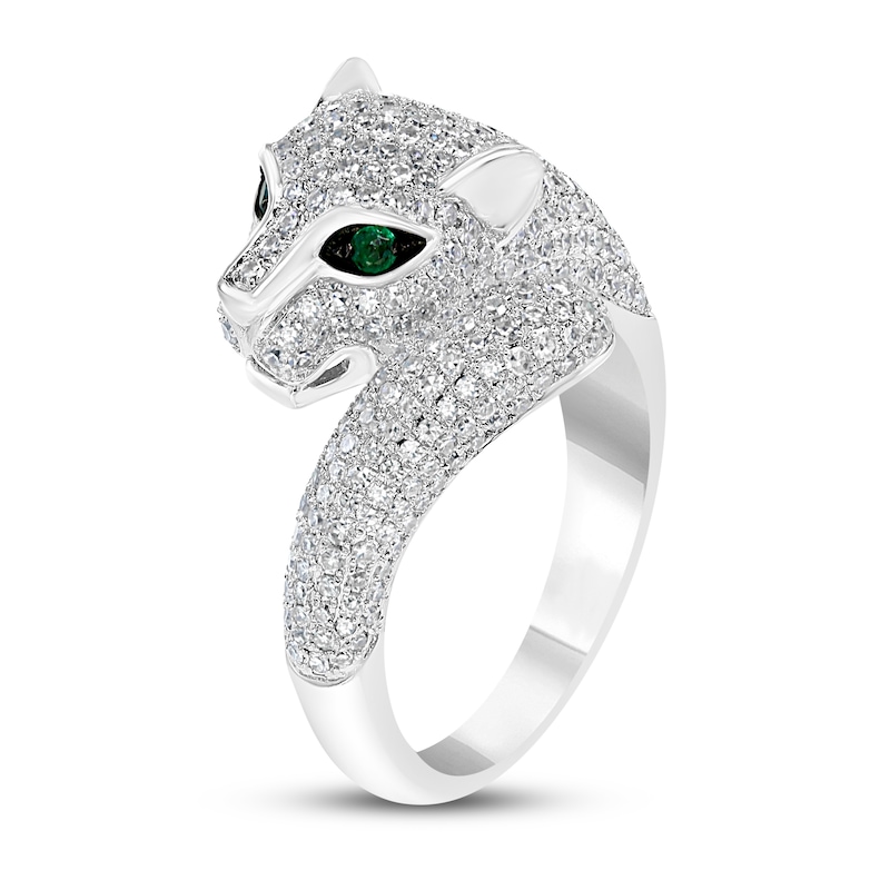 Effy Diamond Ring 1-1/3 ct tw Round Emerald Accents 14K White Gold
