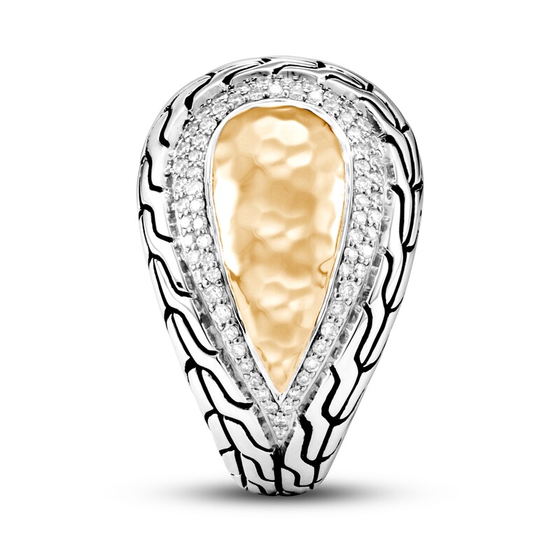 John Hardy Classic Chain Diamond Ring 3/8 ct tw Sterling Silver/18K Yellow Gold