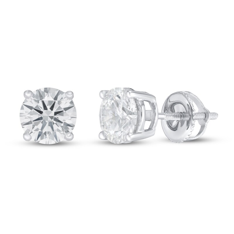 Lab-Created Diamond Solitaire Earrings 1-1/2 ct tw Round 14K White Gold (SI2/F)